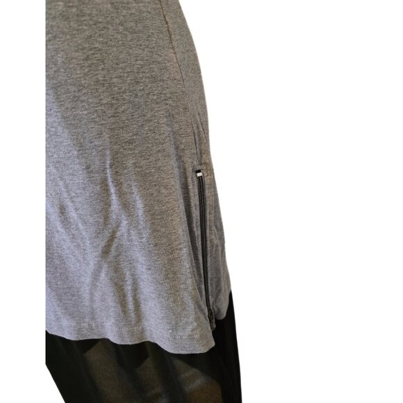 Tricotto Sleeveless Midi Dress Rhinestone Zipper Mesh Edgy Grey Black Size L - Picture 3 of 10